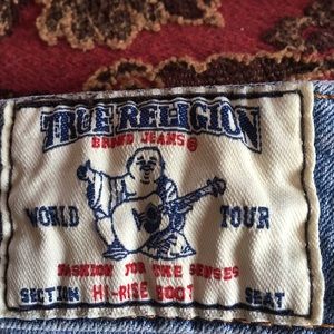 True religion cut shorts light blue denim size 30